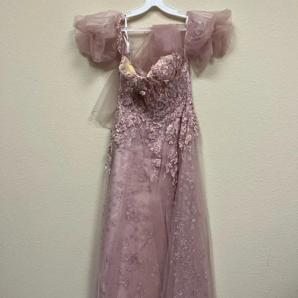GLS3126 Collective Pink Floral Gown - Picture 3 of 7